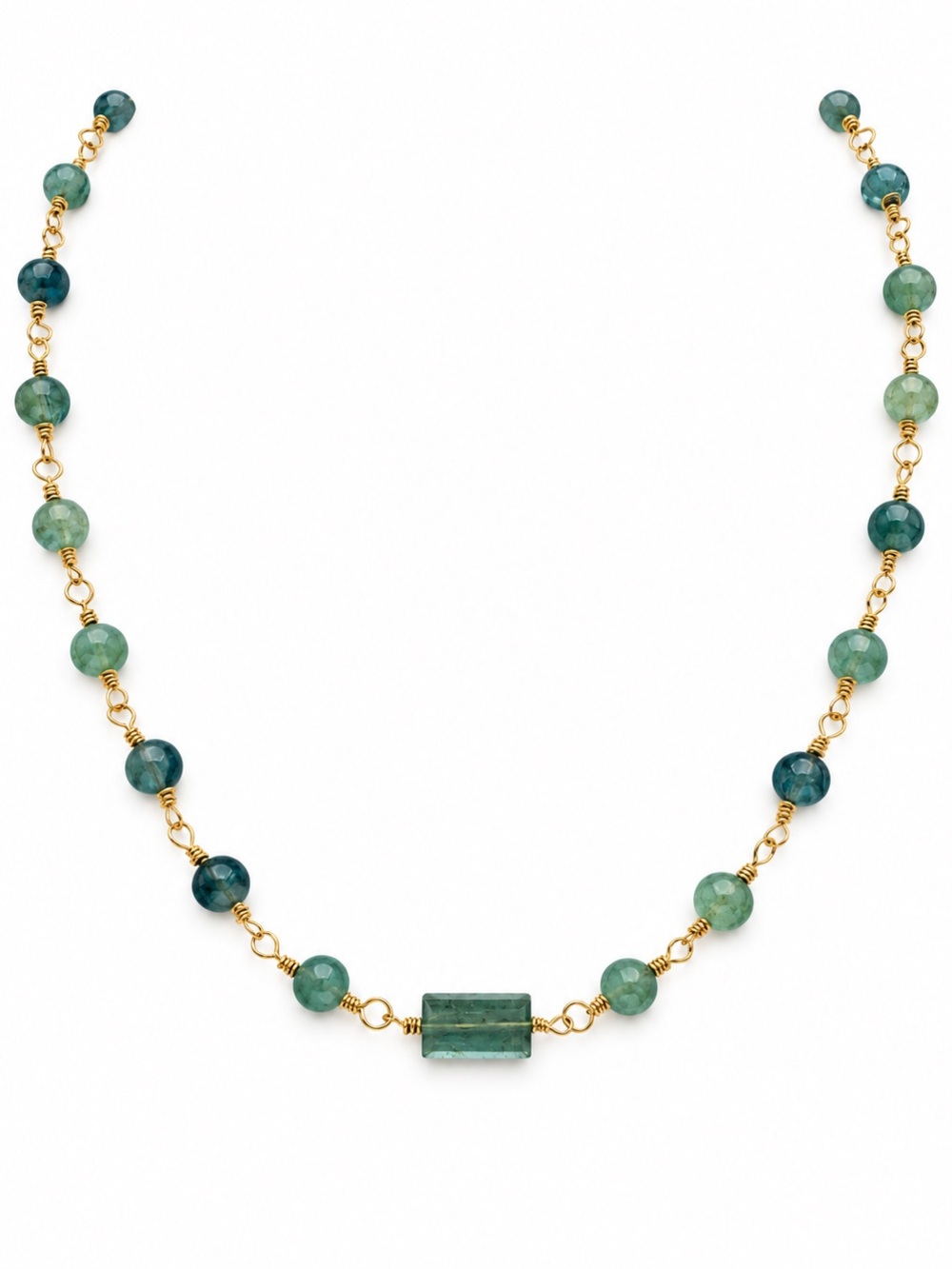 Blue Green Kyanite Gold Filled Necklace (ALN12)